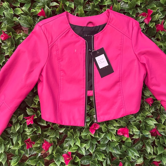 Therapy Pink Leather Jacket Modern Design - Picture 4 of 10